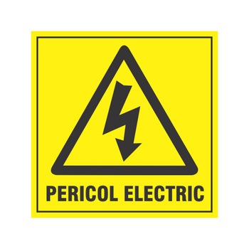 Indicator de avertizare Pericol electric, 15x15 cm, pvc rigid Indicator de avertizare Pericol electric, 15x15 cm, pvc rigid