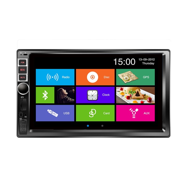 MP5 плейър Techstar® 7016, 2DIN, камера за заден ход, HD сензорен екран 7", контроли на волана, дистанционно управление, MirrorLink, Bluetooth 4.2