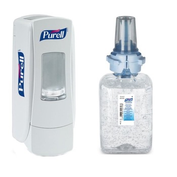 Pachet Gel dezinfectant Purell Advanced ADX 8703, 700ml si Dispenser Purell ADX-7 8720, culoare alb Pachet Gel dezinfectant Purell Advanced ADX 8703, 700ml si Dispenser Purell ADX-7 8720, culoare alb
