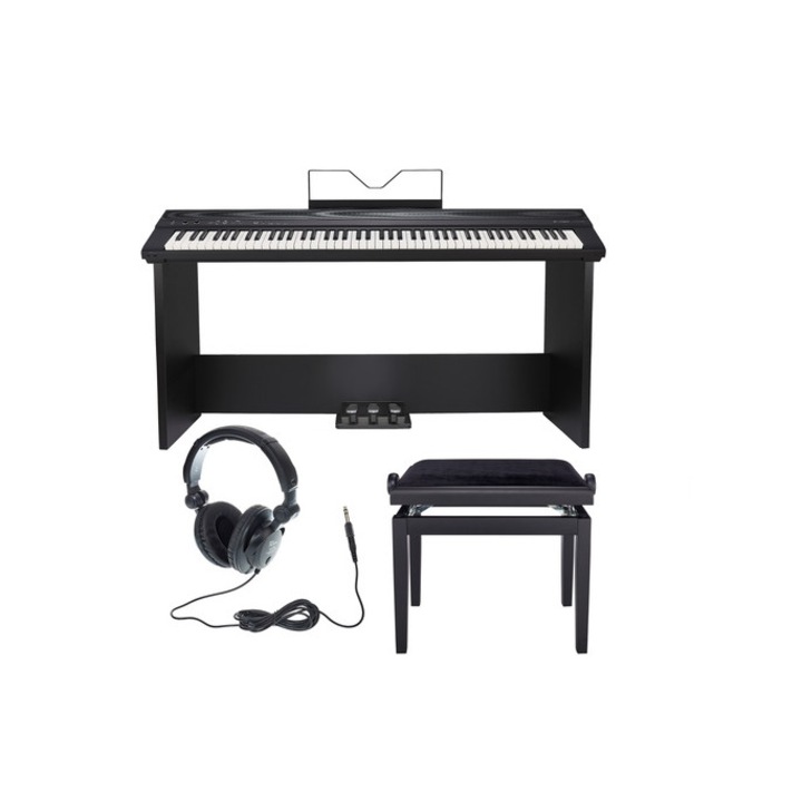 Set Deluxe Pian Digital Thomann DP-28 Plus 88 clape grele, USB, Bluetooth, pedala de sustain, Casti, Stand