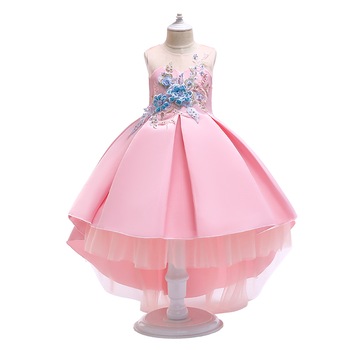 Rochie asimetrica eleganta pentru fete, Bumbac/ Poliester, Roz Rochie asimetrica eleganta pentru fete, Bumbac/ Poliester, Roz