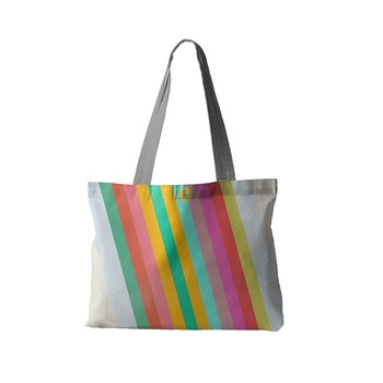 OEM - Tote Bag Fatty Mulewear kézzel készített táska, eredeti, 37x45 cm, absztrakt csíkos, többszínű