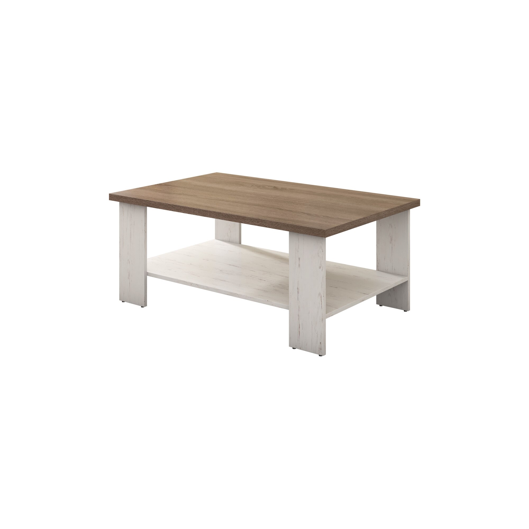 Masa cafea, Cb, Nevada, culoare sonoma, alb, 110x68x45 cm