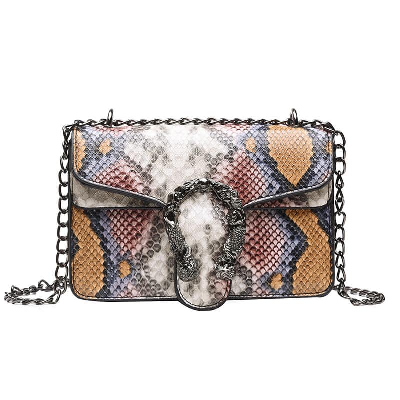 Geanta Dama Print Animale Multicolor Luxury cu lant metalic ZG006-2