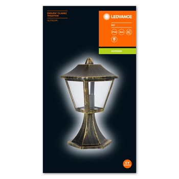 Stalp Ledvance Endura Clasic Tradition, 32.5 cm, 1xE27, maxim 60W, 220-240V, IP44, Aluminiu, Negru/Auriu Stalp Ledvance Endura Clasic Tradition, 32.5 cm, 1xE27, maxim 60W, 220-240V, IP44, Aluminiu, Negru/Auriu