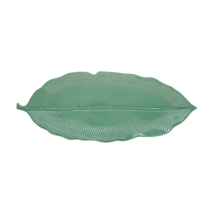 Platou portelan, 39x16 cm, "Leaves Light Green" - Nuova R2S
