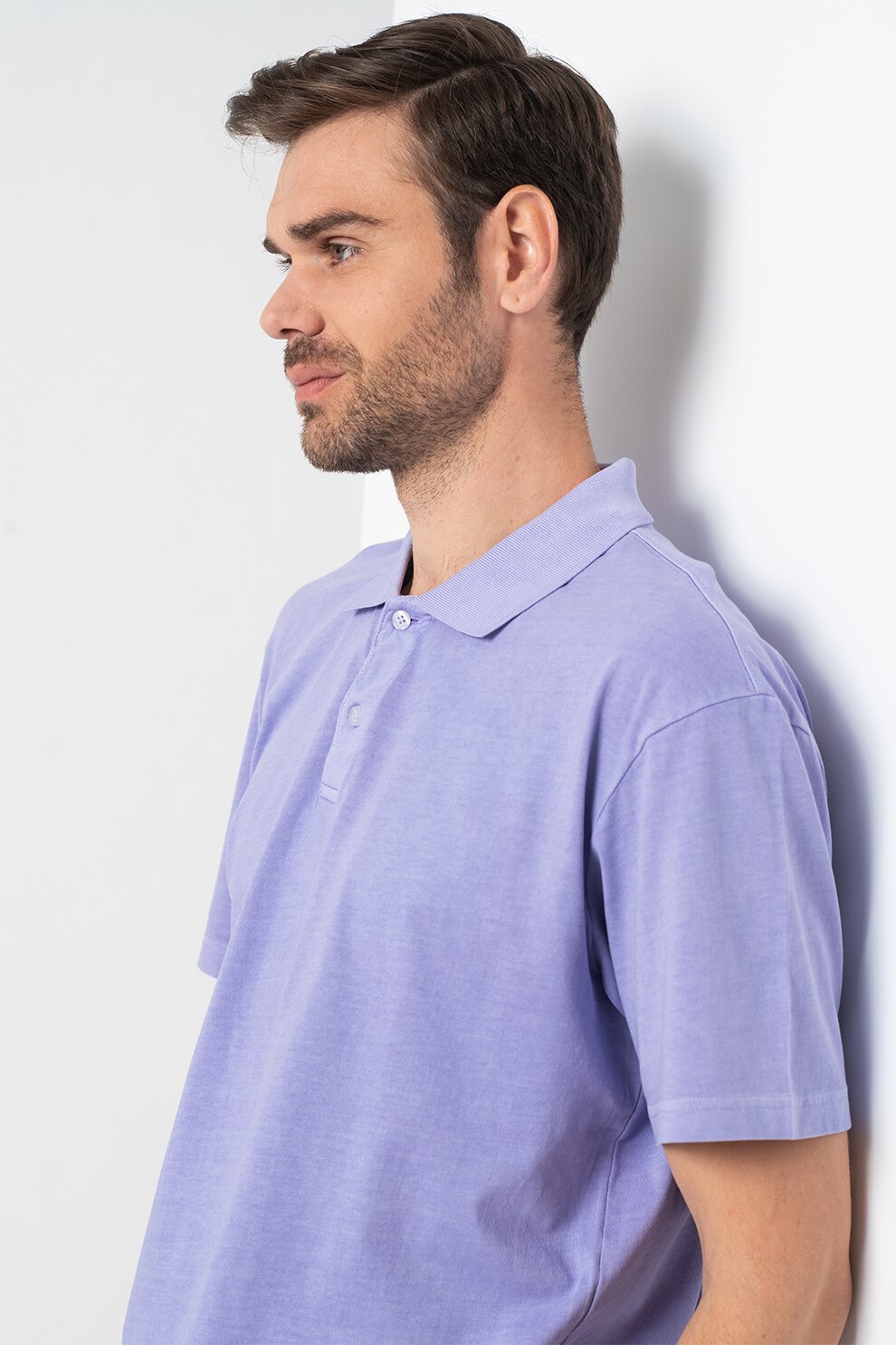 GAP, Tricou polo din bumbac organic, Lila prafuit