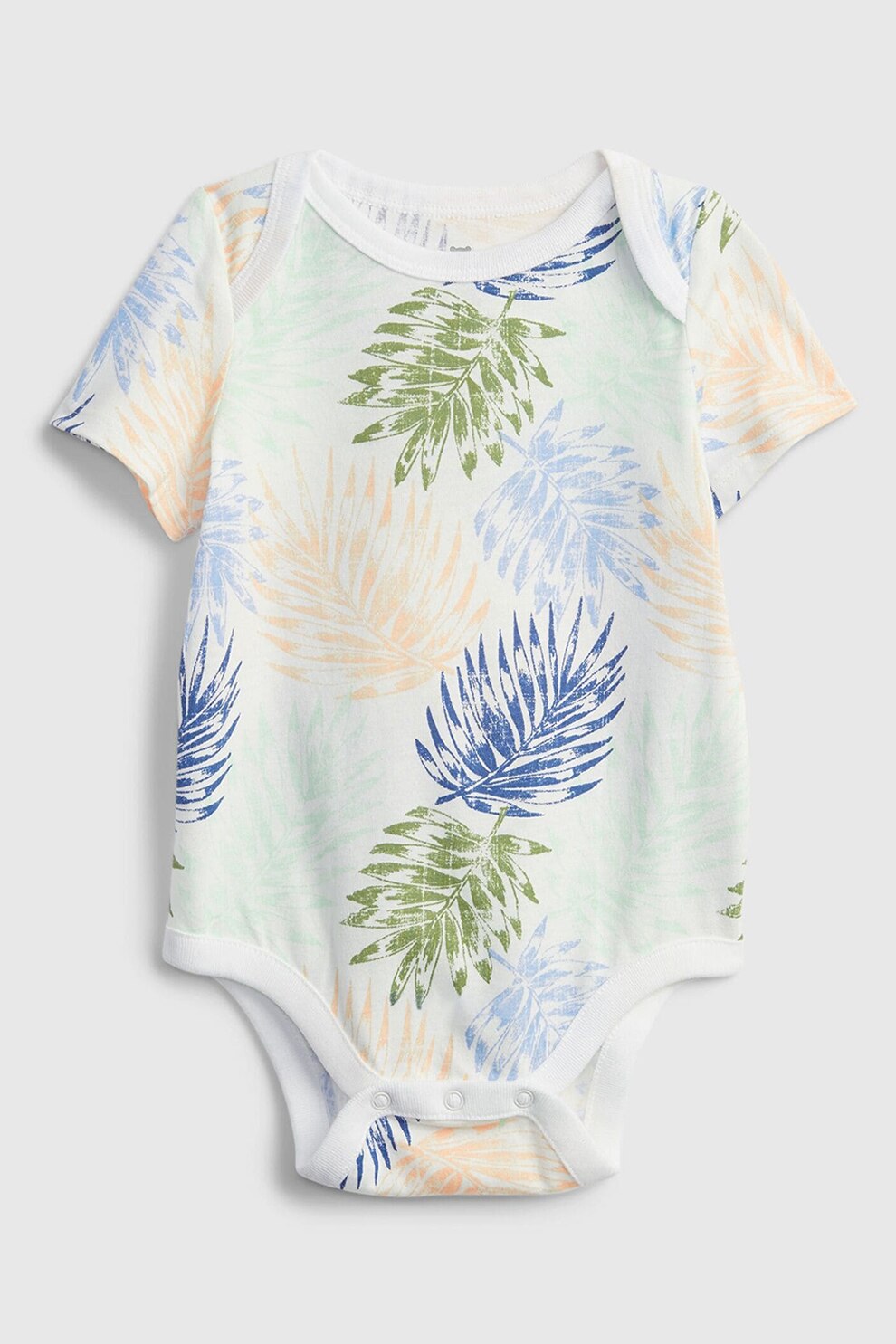 GAP, Body de bumbac cu imprimeu, Alb/Verde/Albastru