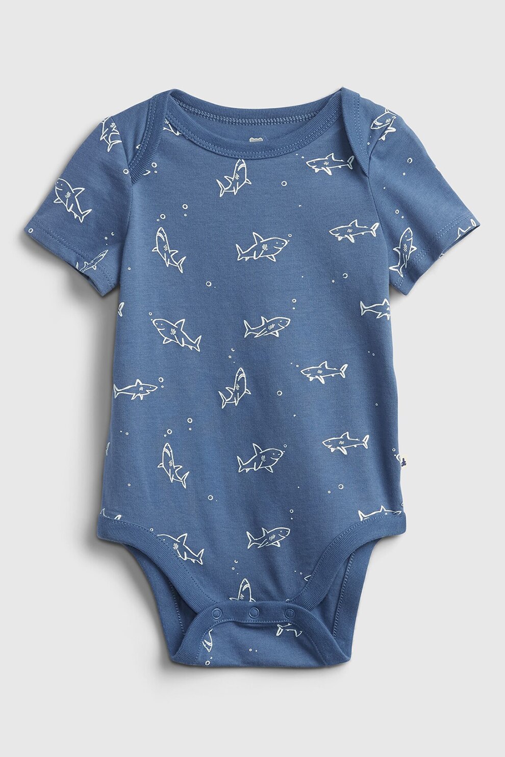 GAP, Body de bumbac cu imprimeu, albastru inchis/alb