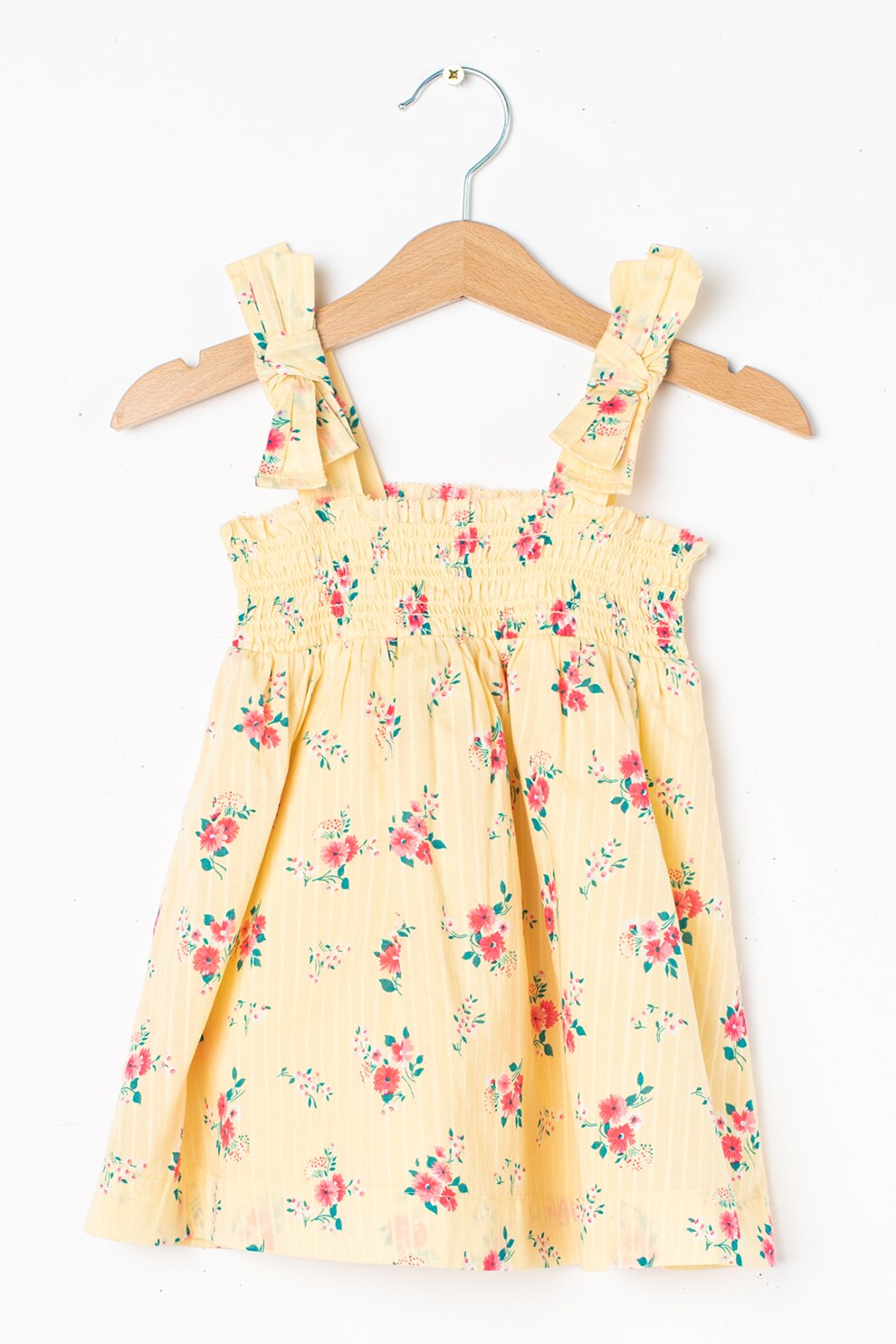 GAP, Rochie cu imprimeu si bretele cu prindere pe umar, galben pal, 90 CM