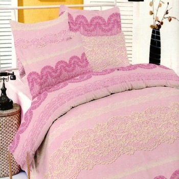 Lenjerie de pat dublu, 4 piese, bumbac 100%, DELUXE Pucioasa, Dantel Pink Lenjerie de pat dublu, 4 piese, bumbac 100%, DELUXE Pucioasa, Dantel Pink