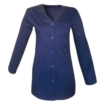 Halat Medical de Dama cu Capse si Maneca Lunga, Bleumarin, L Halat Medical de Dama cu Capse si Maneca Lunga, Bleumarin, L