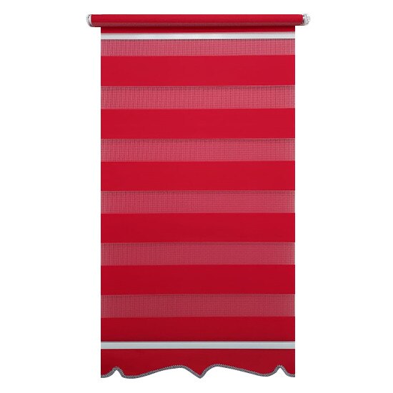Jaluzea tip Rulou textil MINI cu Terminatie Decorativa,Deko Design,Rolete Zebra Day & Night Luxury High Quality, 84x140cm,ZW22,culoare rosu,accesorii albe
