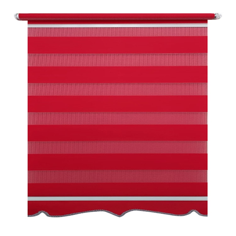Jaluzea tip Rulou textil MAXI cu Terminatie Decorativa,Deko Design,Rolete Zebra Day & Night Luxury High Quality, 110x180cm,ZW22,culoare rosu,accesorii albe