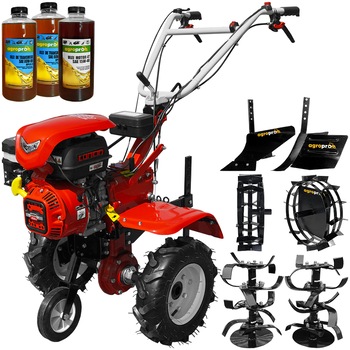 Motocultor Loncin LC 1200, motor 8 cp, latime lucru 115 cm, 2+1 viteze, freze, capota cu far, roti cauciuc, roti metal, rarita reglabila, plug arat, 3l ulei AgroPro Motocultor Loncin LC 1200, motor 8 cp, latime lucru 115 cm, 2+1 viteze, freze, capota cu far, roti cauciuc, roti metal, rarita reglabila, plug arat, 3l ulei AgroPro