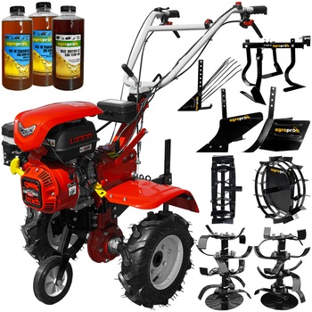 Motocultor Loncin LC 1200, motor 8 cp, latime lucru 115 cm, 2+1 viteze, freze, capota cu far, roti cauciuc, roti metal, rarita reglabila, plug arat, plug cartofi, cultivator, 3l ulei AgroPro Motocultor Loncin LC 1200, motor 8 cp, latime lucru 115 cm, 2+1 viteze, freze, capota cu far, roti cauciuc, roti metal, rarita reglabila, plug arat, plug cartofi, cultivator, 3l ulei AgroPro