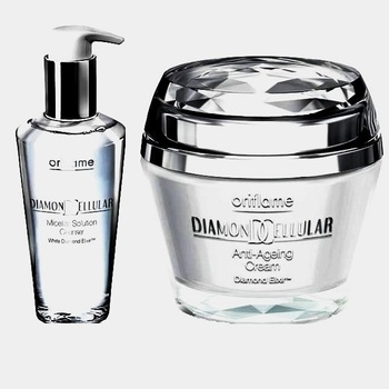 Set Diamond Cellular Anti Ageing (crema de fata antirid si solutie de curatare a tenului), Oriflame, 2 buc Set Diamond Cellular Anti Ageing (crema de fata antirid si solutie de curatare a tenului), Oriflame, 2 buc