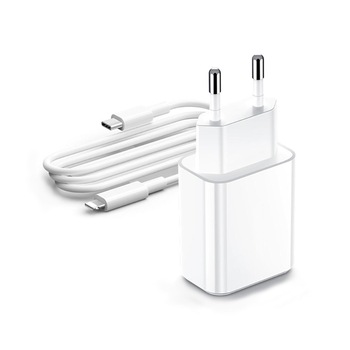 Set Incarcator Fast Charge, OEM compatibil cu Apple iPhone si Cablu de date fast charge 1m Type-C - Lightning Set Incarcator Fast Charge, OEM compatibil cu Apple iPhone si Cablu de date fast charge 1m Type-C - Lightning