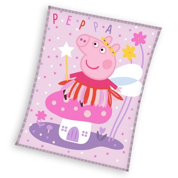 Patura Peppa Pig 150 x 200 cm Roz 150 x 200 Patura Peppa Pig 150 x 200 cm Roz 150 x 200