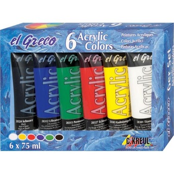 Set culori acrilice, Kreul, El Greco, 6 x 75 ml Set culori acrilice, Kreul, El Greco, 6 x 75 ml