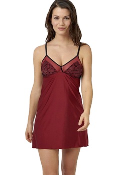 Camasa de noapte din microfibra moale si cupe din tul si catifea, Colectie frantuzeasca Couture, Negru/Bordo Camasa de noapte din microfibra moale si cupe din tul si catifea, Colectie frantuzeasca Couture, Negru/Bordo