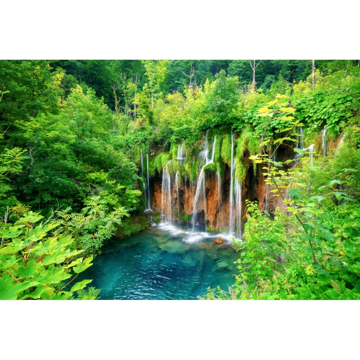 Самозалепващ се и миещ се тапет за стена Cascada56 Водопад от зелената гора, 200 x 150 cm