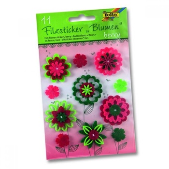 Stickere flori autoadezive din pasla, set 11 bucati Berry, Folia Stickere flori autoadezive din pasla, set 11 bucati Berry, Folia