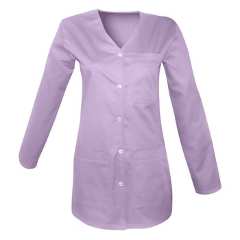 Halat Medical de Dama cu Capse si Maneca Lunga, Lila, XL Halat Medical de Dama cu Capse si Maneca Lunga, Lila, XL