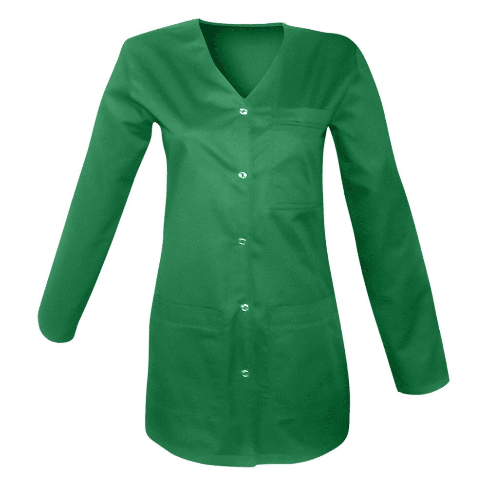 Halat Medical de Dama cu Capse si Maneca Lunga, Verde, M