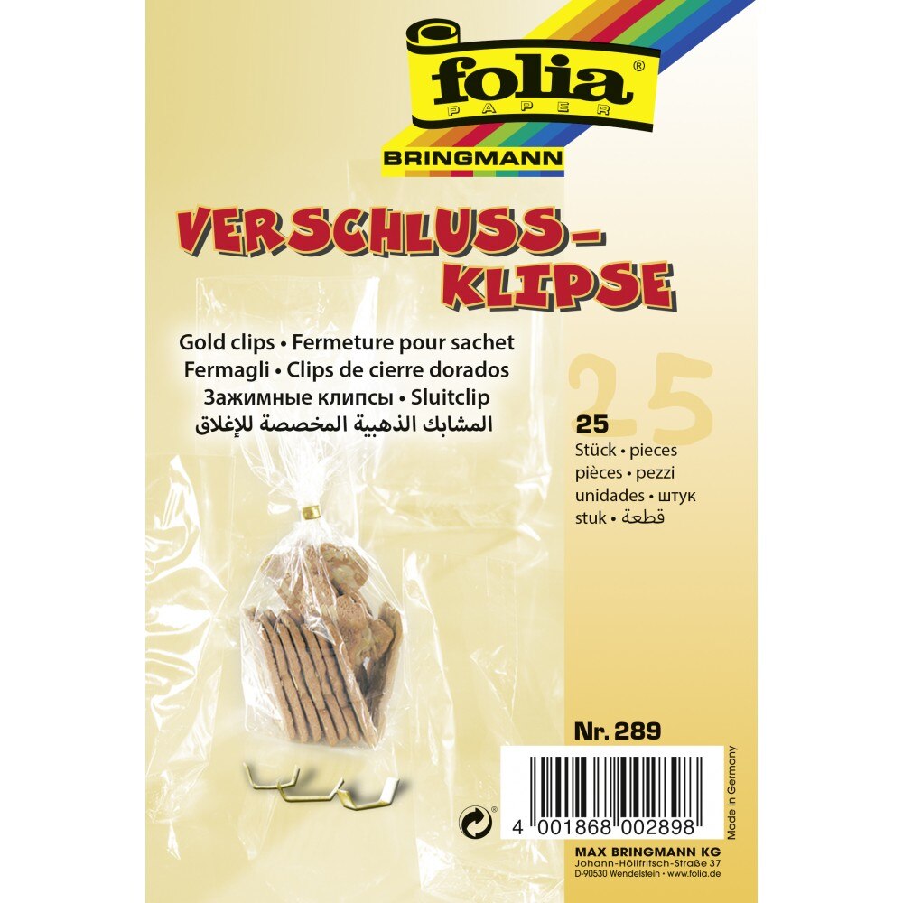 Cleme aurii pentru inchiderea pungilor, set 25 bucati Folia