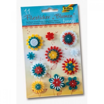 Stickere flori autoadezive din pasla, 11 bucati Funny, Folia Stickere flori autoadezive din pasla, 11 bucati Funny, Folia