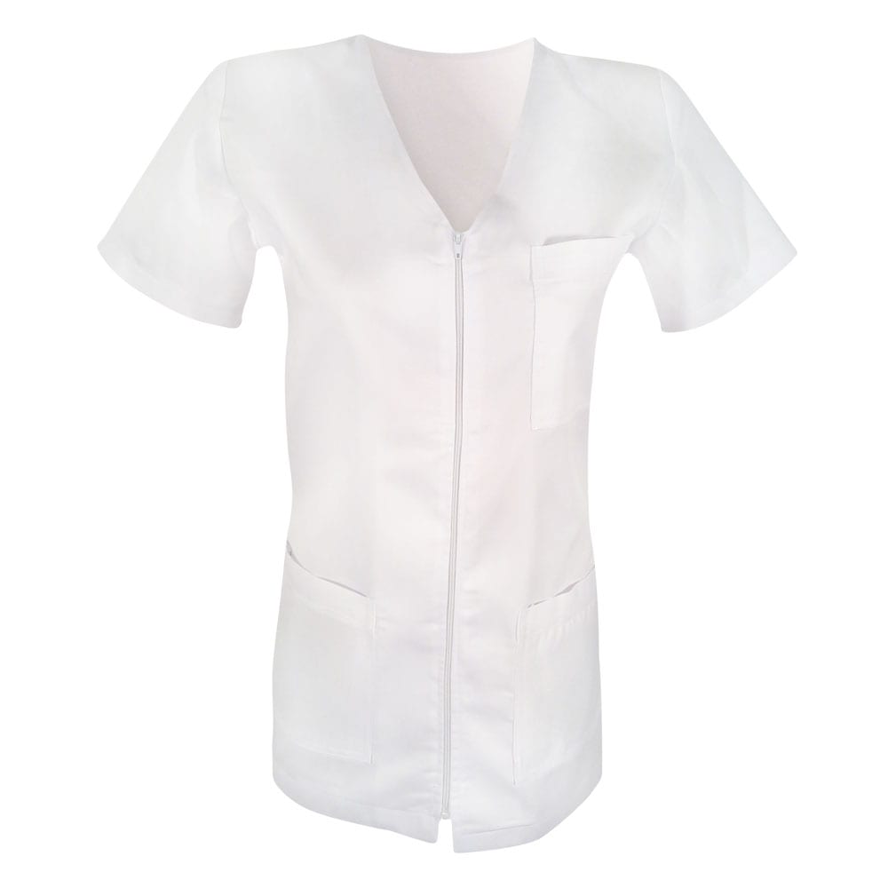 Halat Medical de Dama cu Fermoar, Alb, XXL