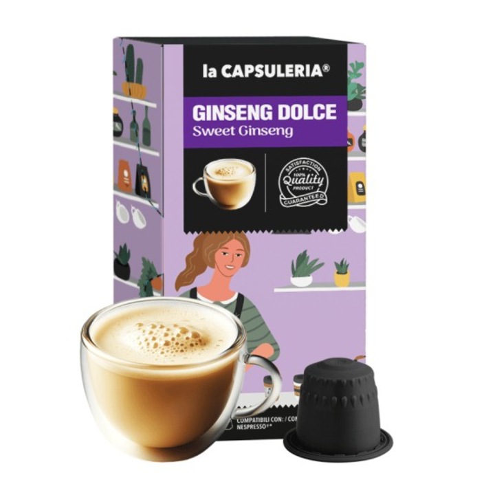 Capsule Cafea Ginseng Dulce La Capsuleria, 10 capsule, compatibile cu Nespresso