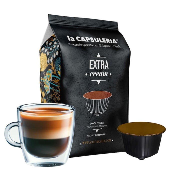 Cafea Extra Cream, 10 capsule compatibile Dolce Gusto, La Capsuleria
