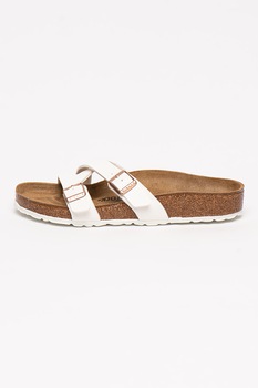 Birkenstock, Papuci regular fit cu catarame Yao Balance II, Alb optic, 38 Birkenstock, Papuci regular fit cu catarame Yao Balance II, Alb optic, 38