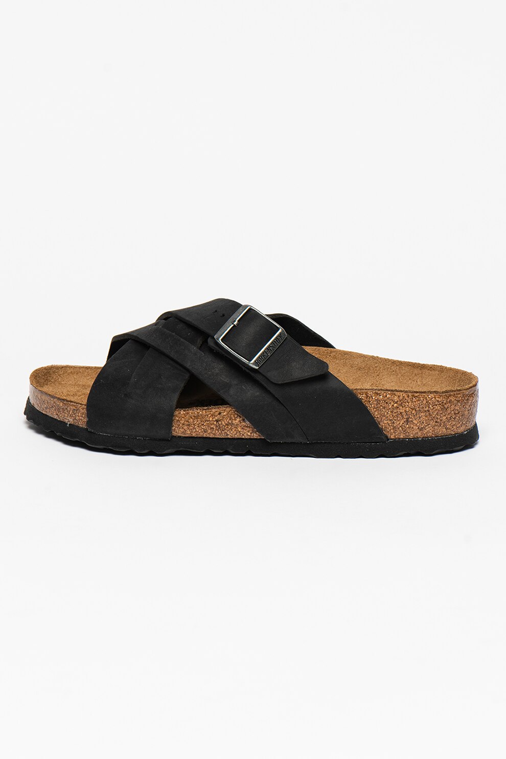 Birkenstock, Papuci de piele Lugano, Negru, 35