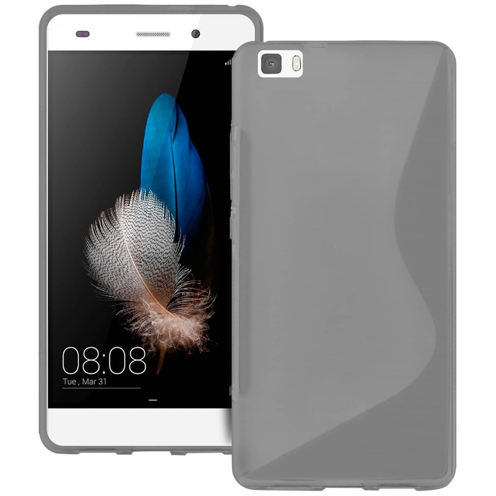 Husa de protectie pentru Huawei P8 Lite, United Case S-Line, TPU, Gri transparent