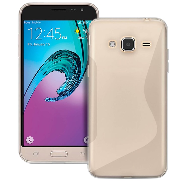 Husa de protectie pentru Samsung Galaxy J3 (2016), United Case S-Line, TPU, Alb transparent
