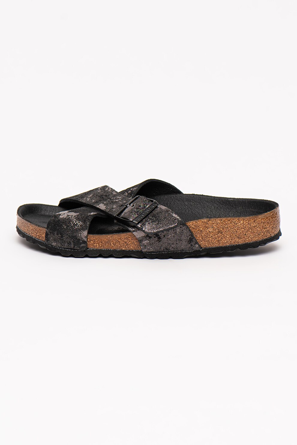 Birkenstock, Papuci regular fit de piele nabuc ecologica Siena