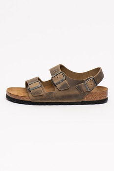 Birkenstock, Sandale narrow fit de piele Milano, Kaki, 41 Birkenstock, Sandale narrow fit de piele Milano, Kaki, 41