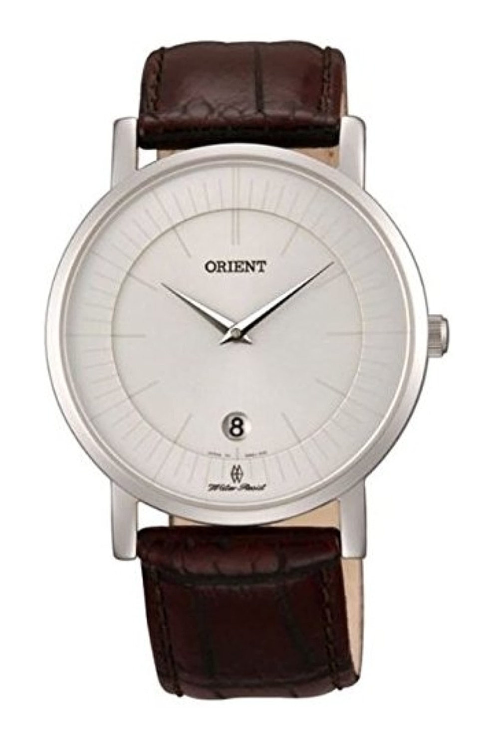 ORIENT, Ceas quartz cu o curea de piele, Maro/Alb