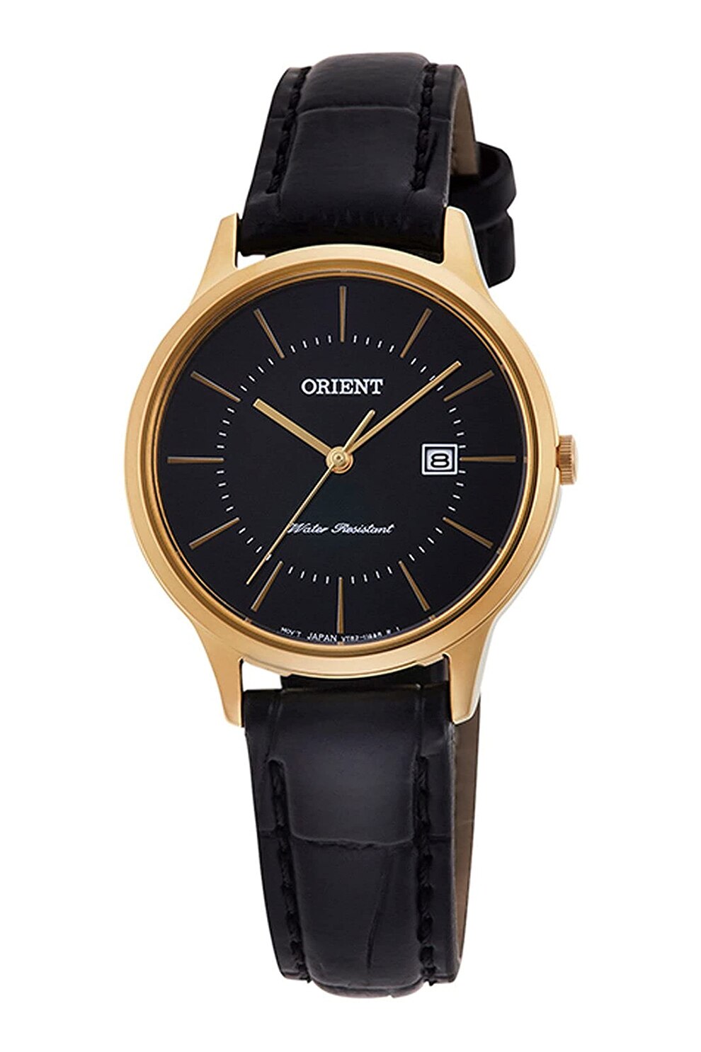 ORIENT, Ceas quartz cu o curea de piele, Negru/Auriu