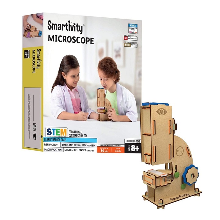 Игра за конструиране, Микроскоп, дървена, Smartivity