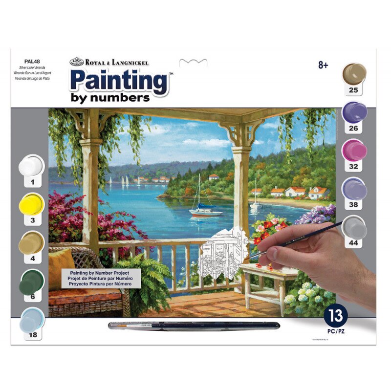Set pictura pe numere adulti, Royal Langnickel, 48 - Silver Lake Veranda, 30 x 40 cm