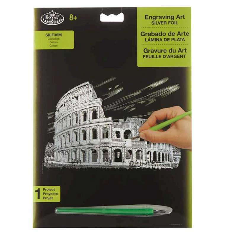 Set gravura cu efect argintiu, Royal Langnickel, Colosseum, 23 x 30 cm