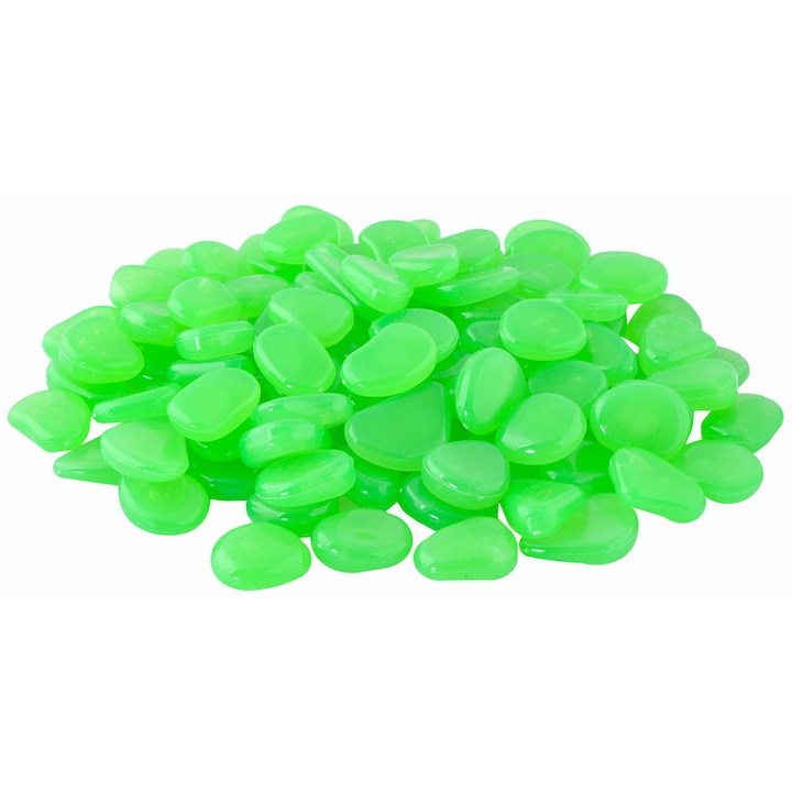 Set pietre decorative, Zola®, fosforescente, 100 bucati, verde, dimensiune 2-3 cm