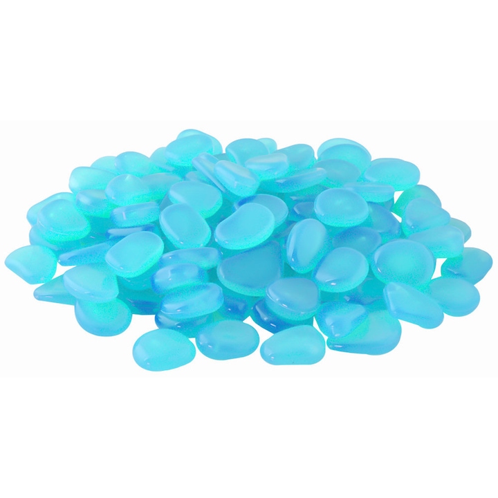 Set pietre decorative, Zola®, fosforescente, 100 bucati, albastre, dimensiune 2-3 cm