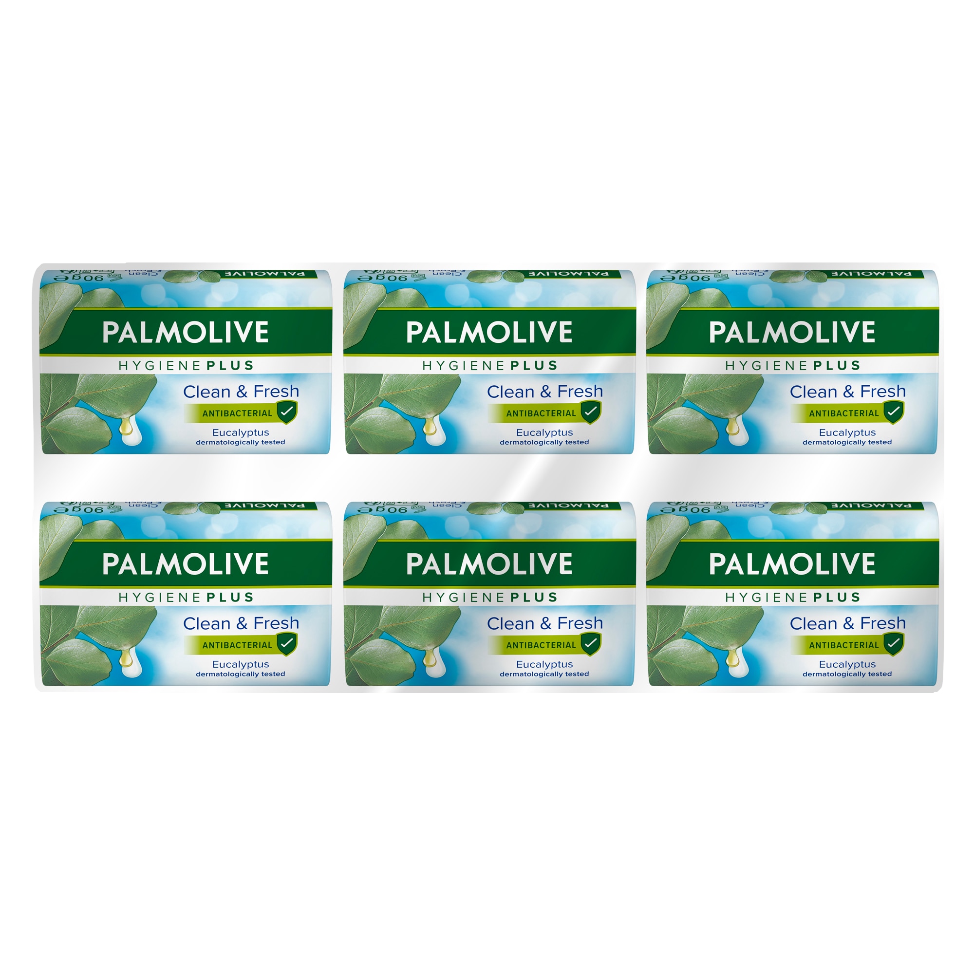 Pachet promo: 6 x Sapun solid Palmolive Hygiene Plus Eucalipt, 90 g