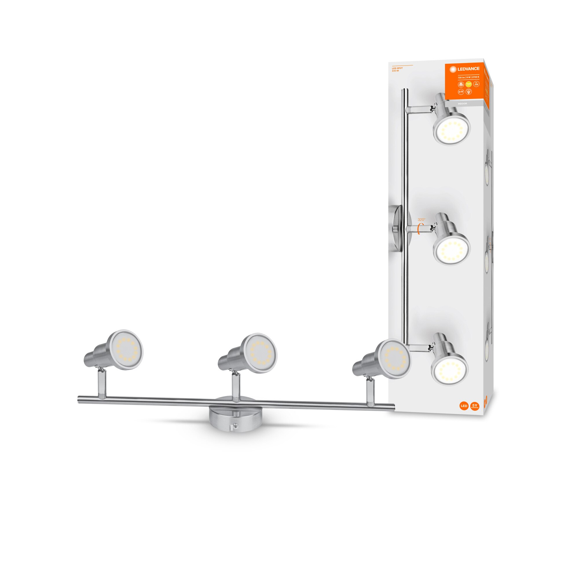 Spot Led Ledvance, GU10, 3x3 W, 2700K, 720lm, IP20,465x80x146 mm, Aluminiu,Gri