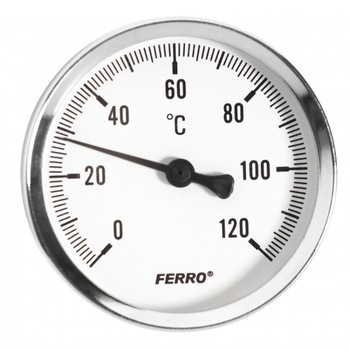 Termometru FERRO T63120A 1/2 120°C , 100 mm , montaj axial Termometru FERRO T63120A 1/2 120°C , 100 mm , montaj axial